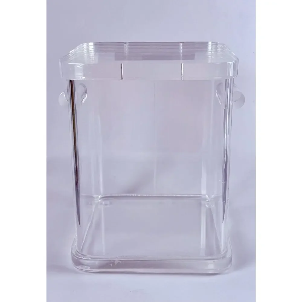 Vintage Wilardy Clear Lucite Ice Bucket Box Hinged Lid MCM Hollywood Regency 10”